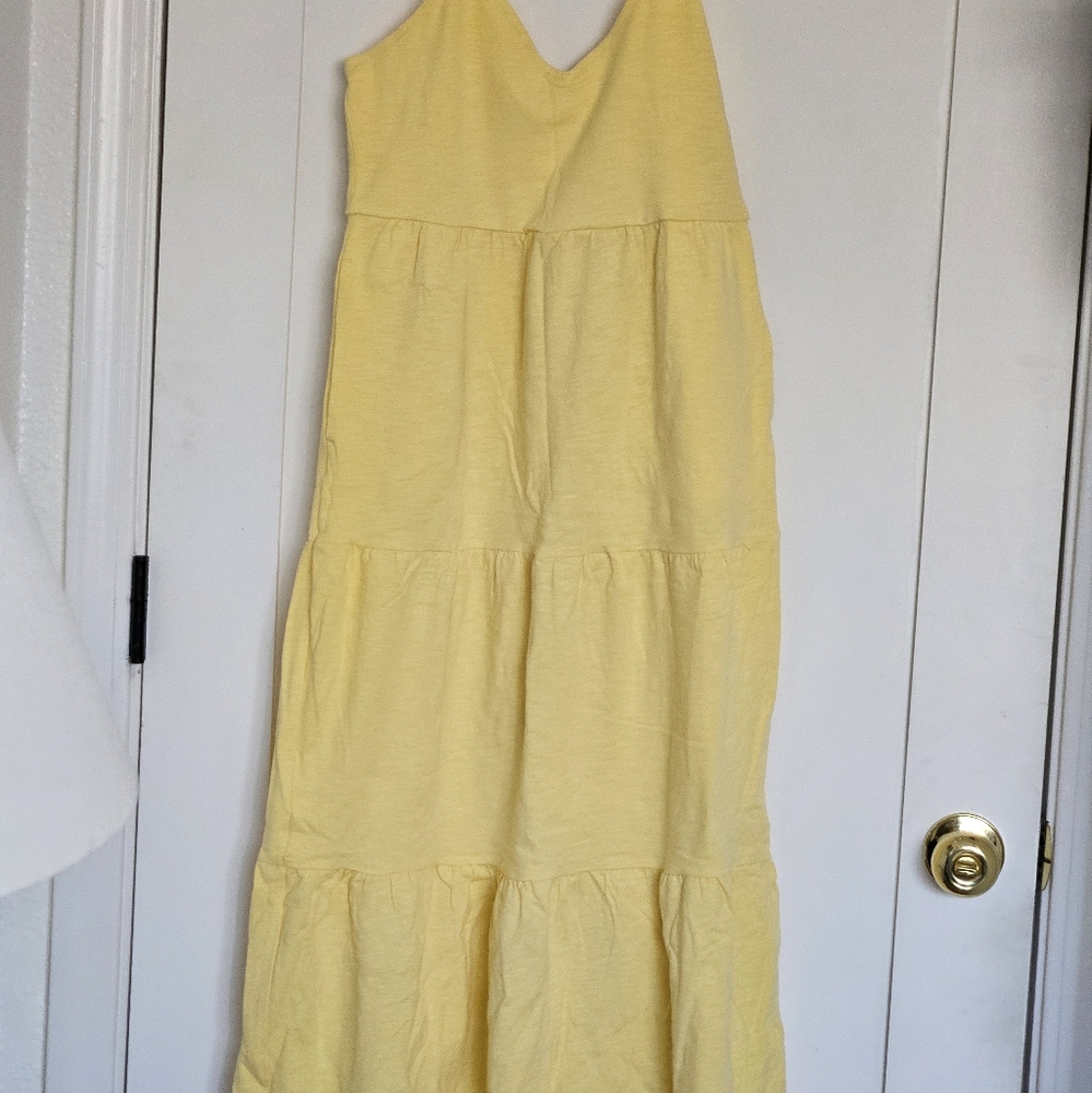 Tiered Slub-knit Midi Cami Swing dress with Pockets